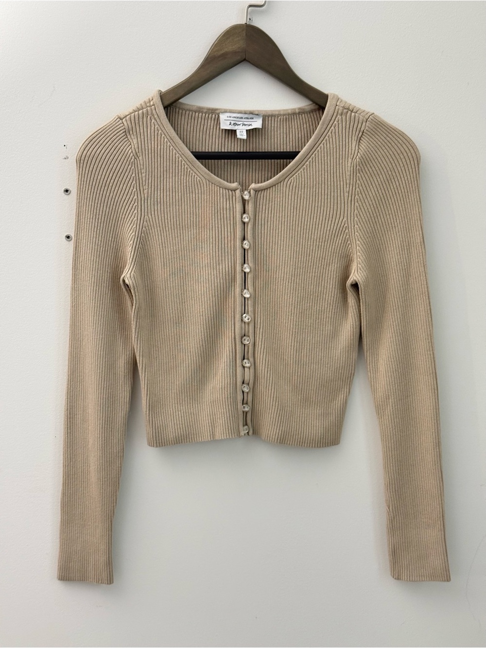 & Other Stories Los Angeles Atelier Tan Ribbed Cardigan M